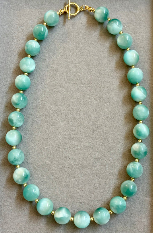 Chatoyant Green Moonstone Necklace