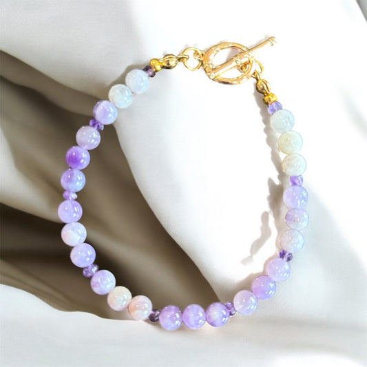 Sugar Plum Bracelet – Purple Opal & Amethyst, 18K Gold Toggle Clasp | 7in or 8in