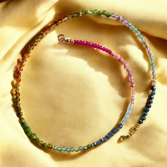 Tourmaline, Sapphire, Ruby + Topaz Twinkle Necklace