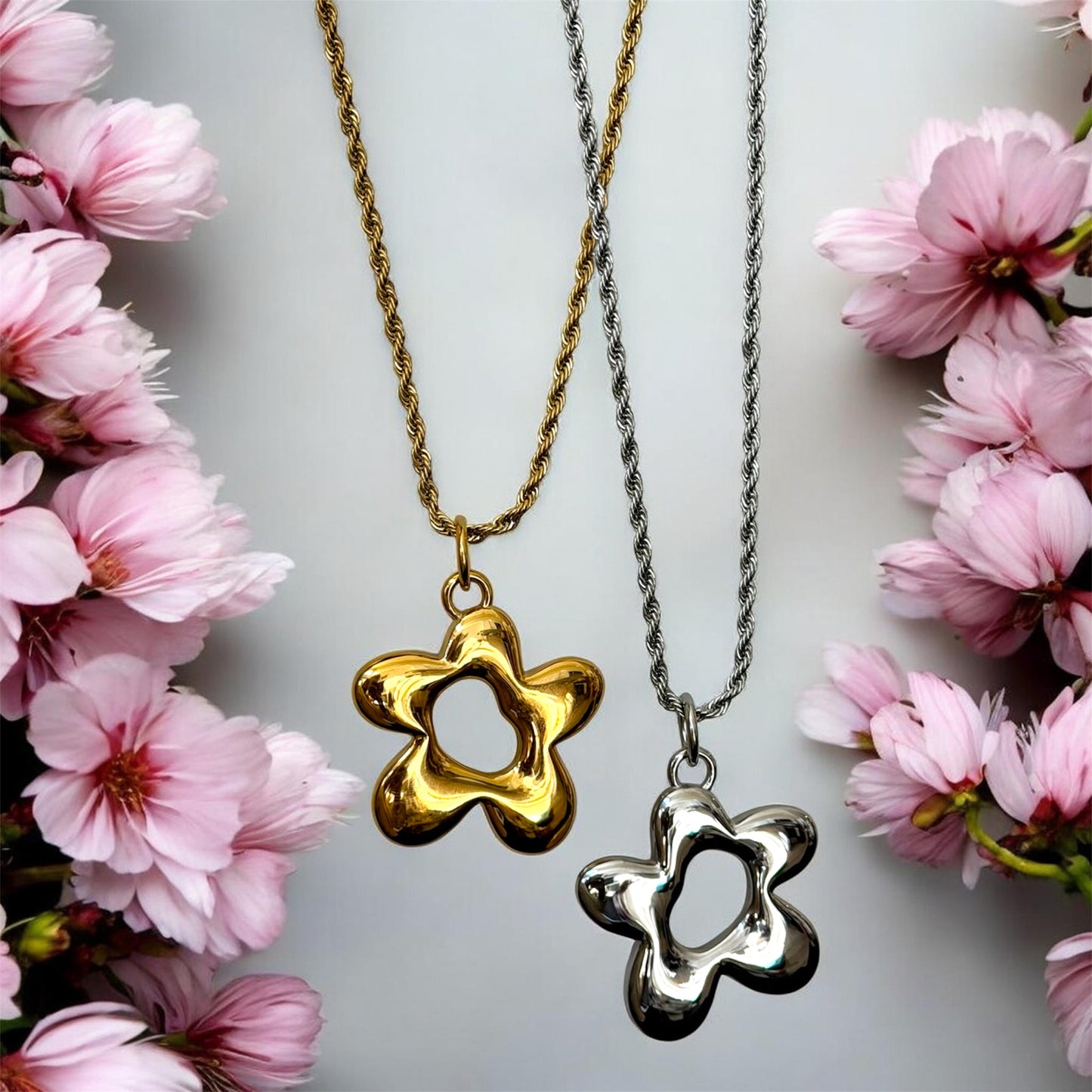 Remember Me | Flower Pendant Necklace | Gold PVD & Silver Stainless Steel