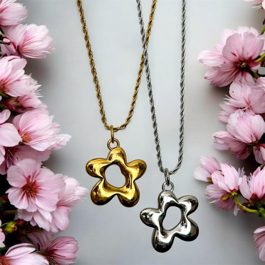 Remember Me | Flower Pendant Necklace | Gold PVD & Silver Stainless Steel
