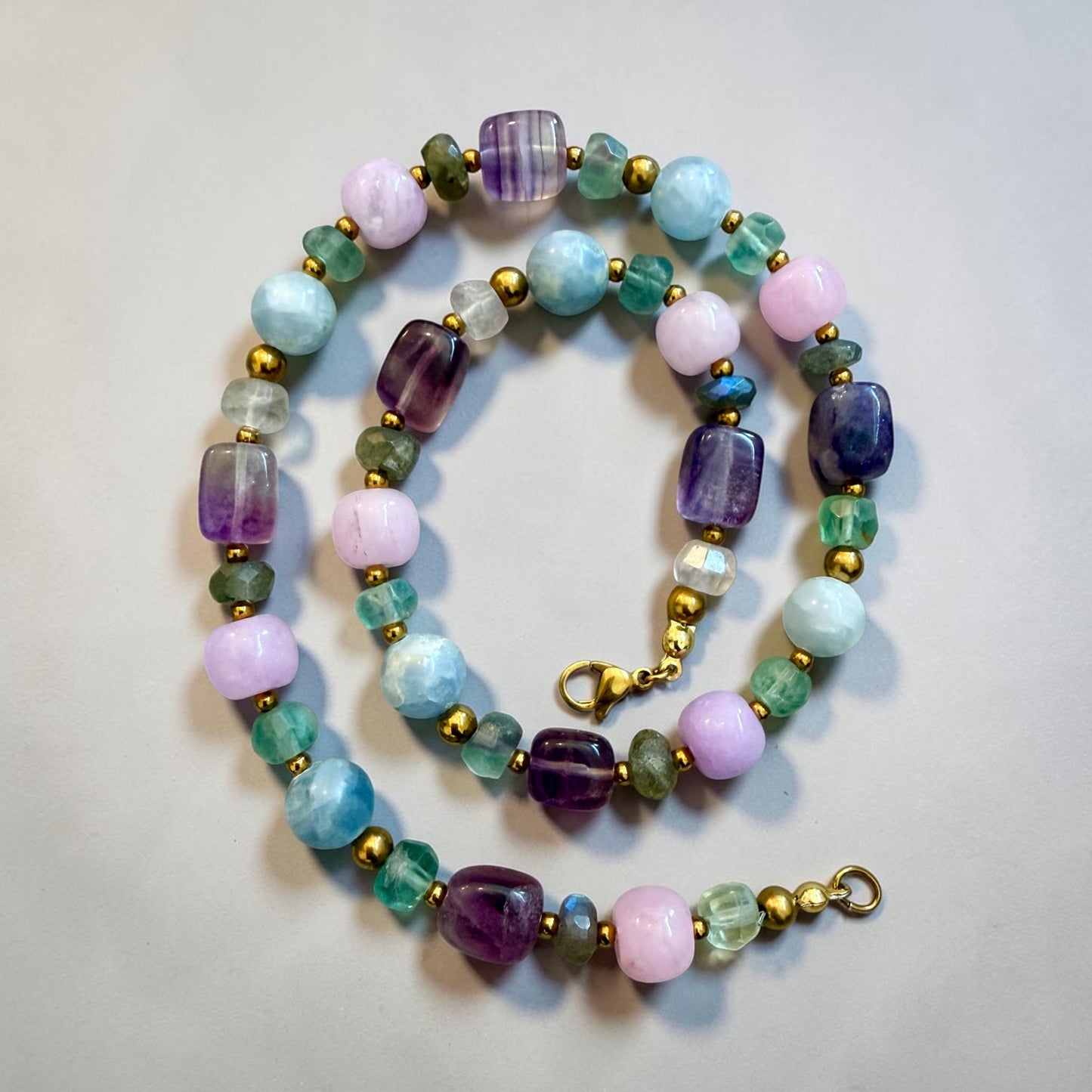 Secret Garden Necklace | Fluorite, Chalcedony & Aquamarine Gemstone Necklace