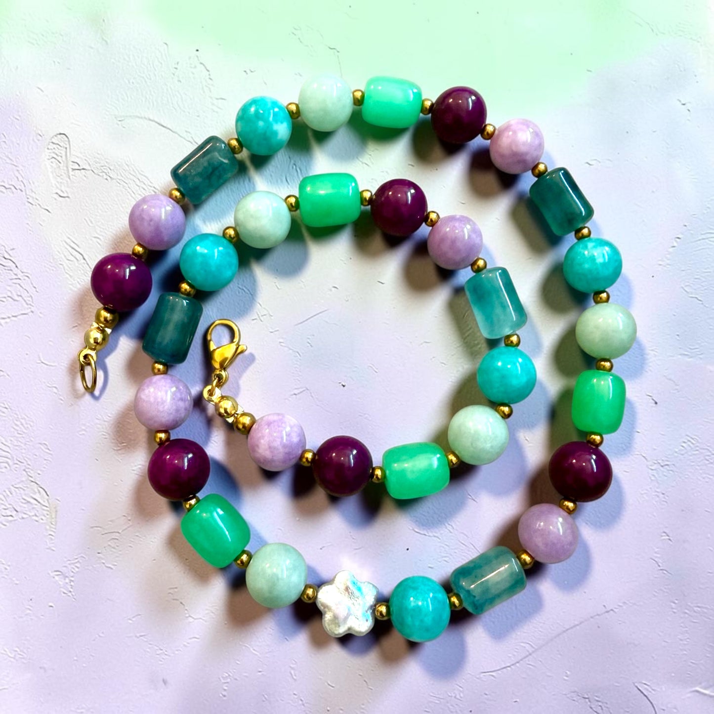Flower Market Necklace | Jade, Apatite, Aquamarine & Freshwater Pearl Necklace