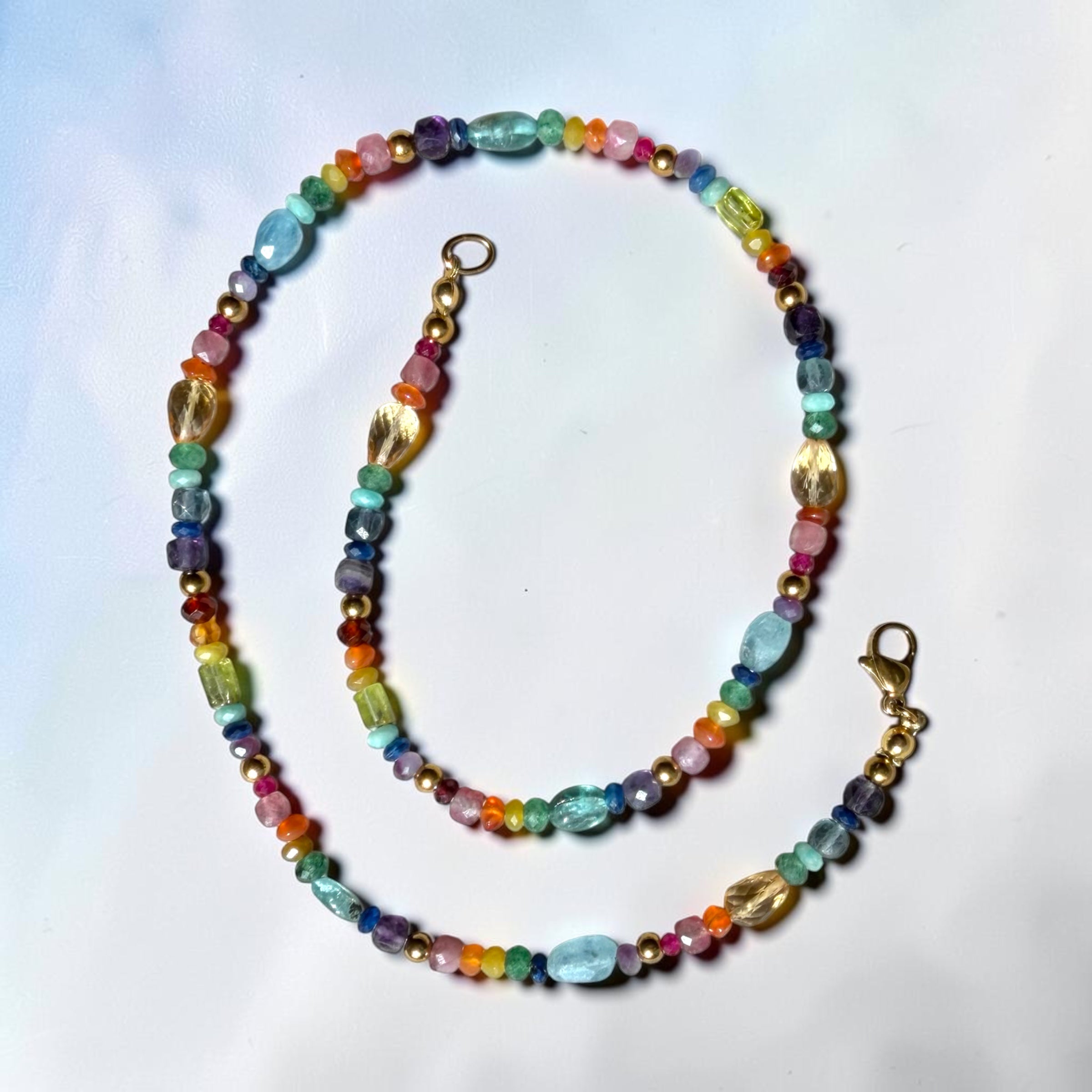 Rainbow Row Necklace | Multicolor Gemstone Necklace