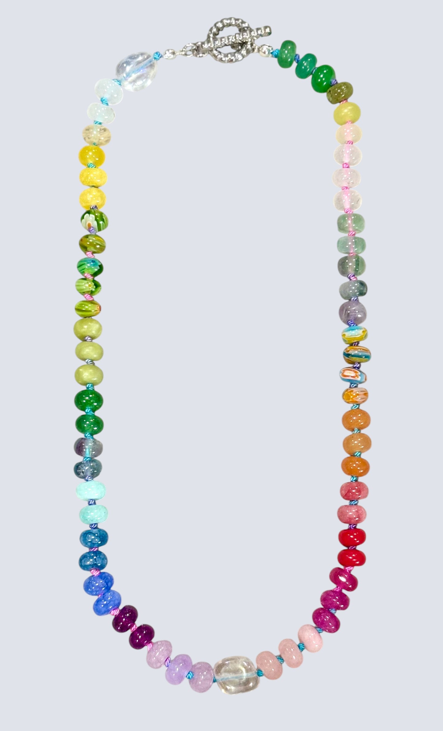 Rainbow Silk Knotted Necklace