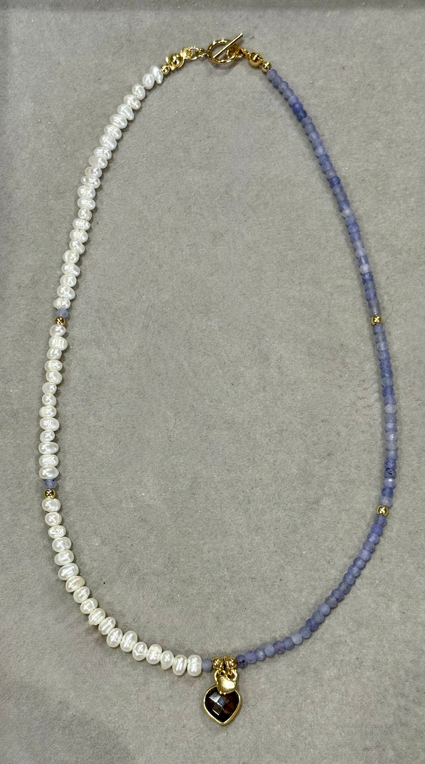 Tanzanite Freshwater Pearl Charm Necklace