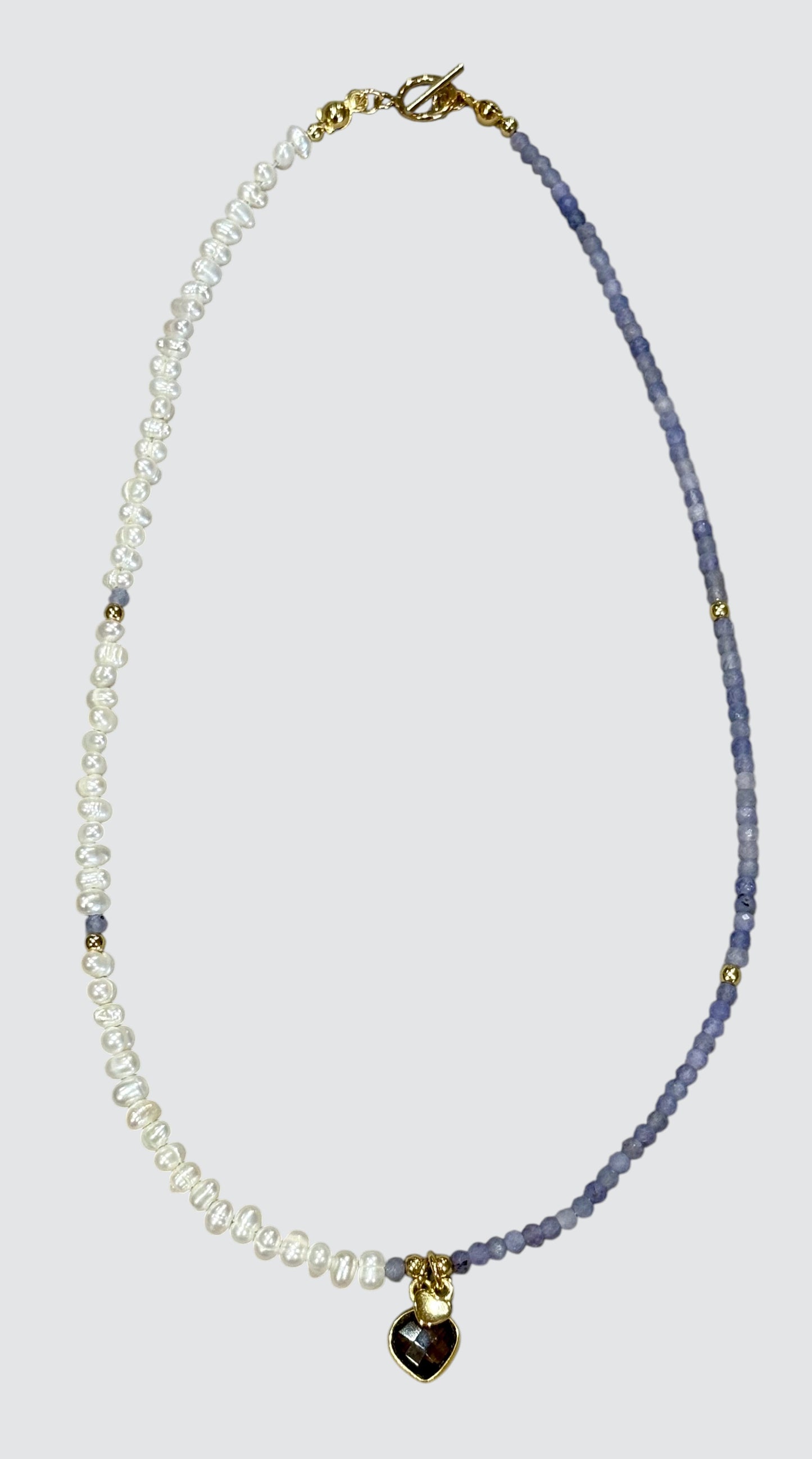 Tanzanite Freshwater Pearl Charm Necklace
