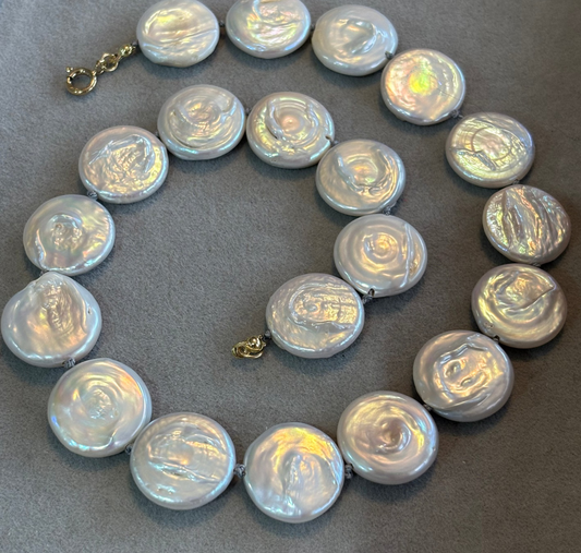 "Morning Dew" Silk-knot Freshwater Pearl Necklace, 14K Gold Filled Clasp