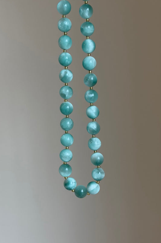 Chatoyant Green Moonstone Necklace