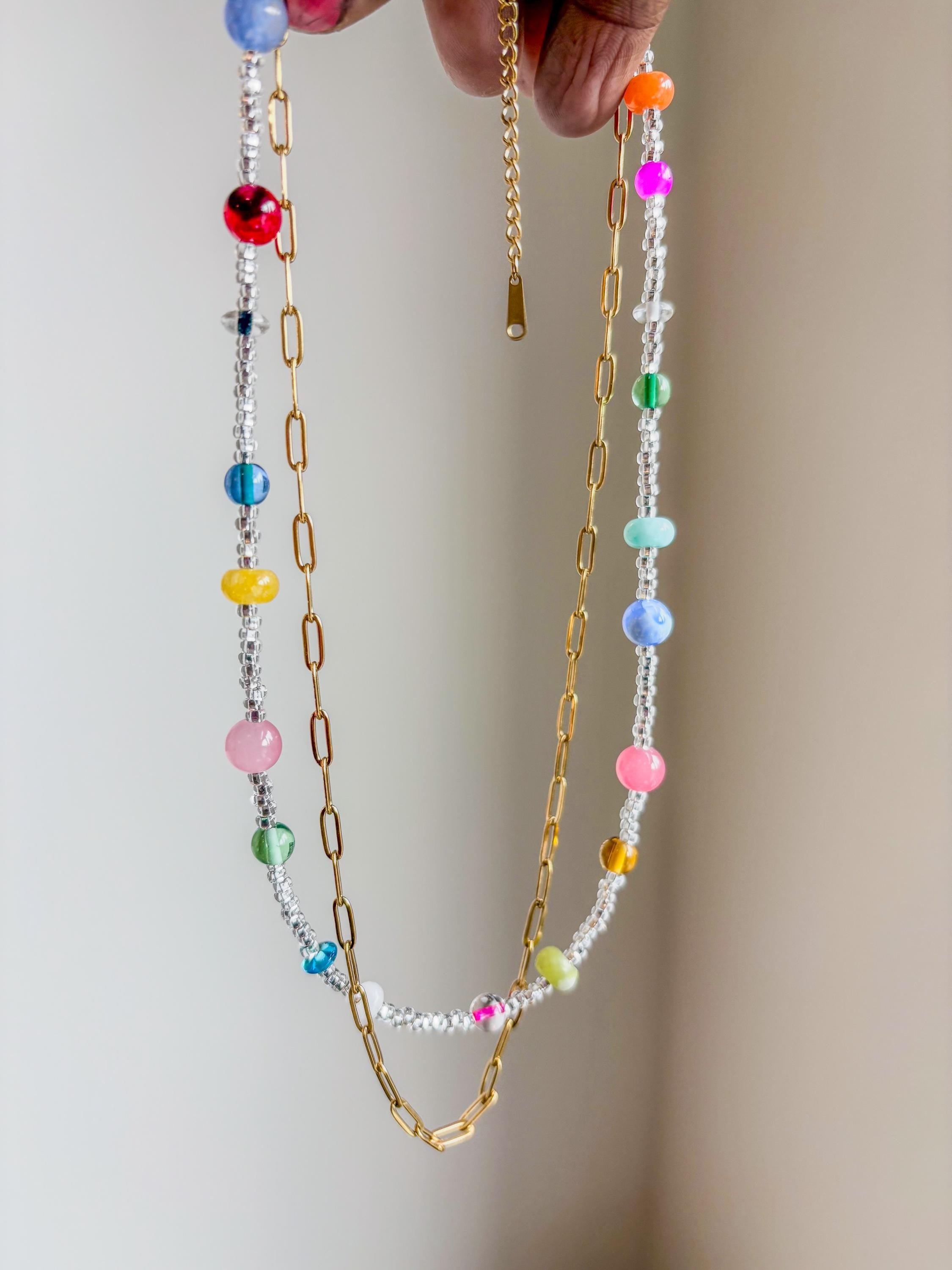 Aisha | 18k Gold Plated Chain & Beaded Necklace