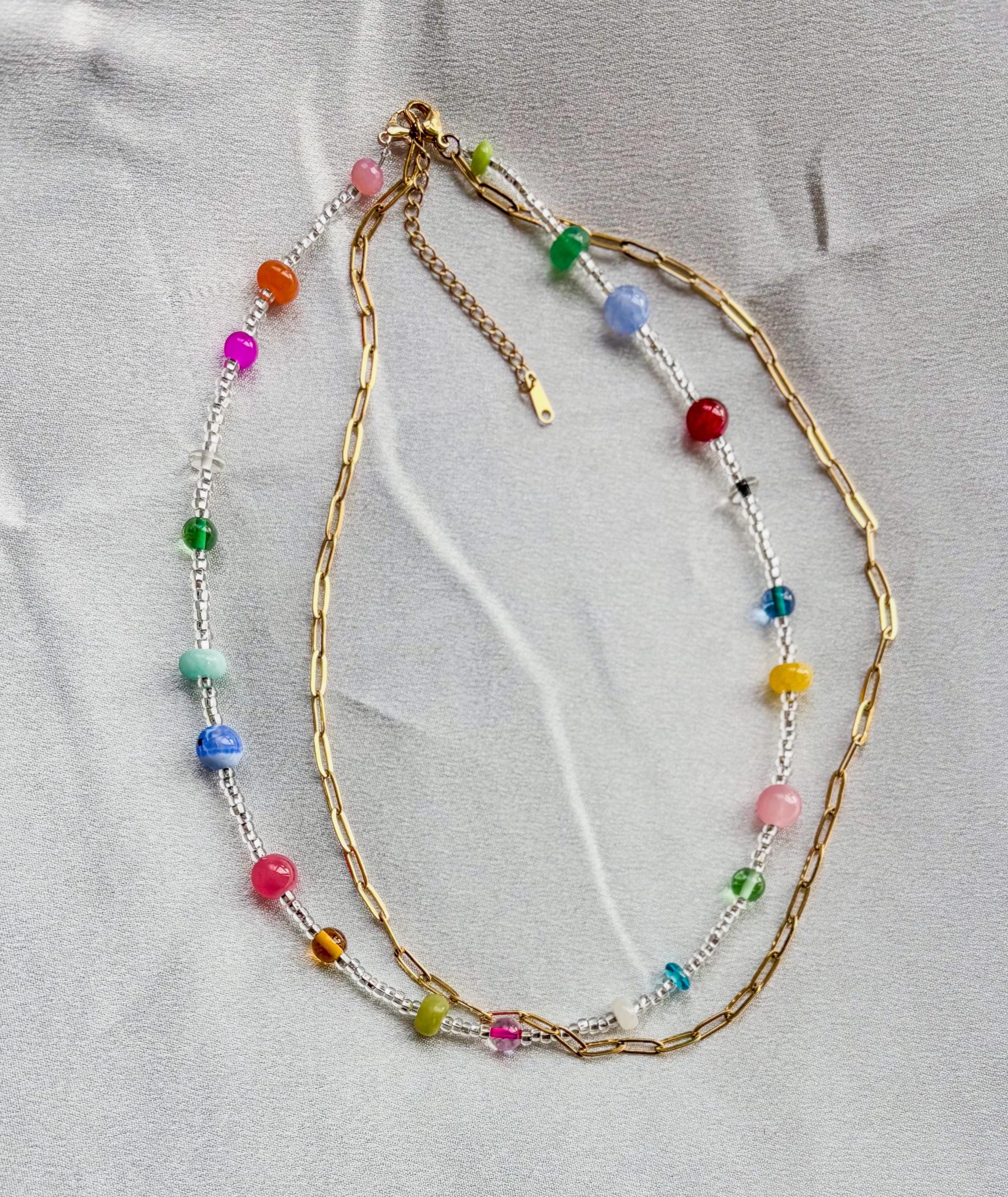 Aisha | 18k Gold Plated Chain & Beaded Necklace