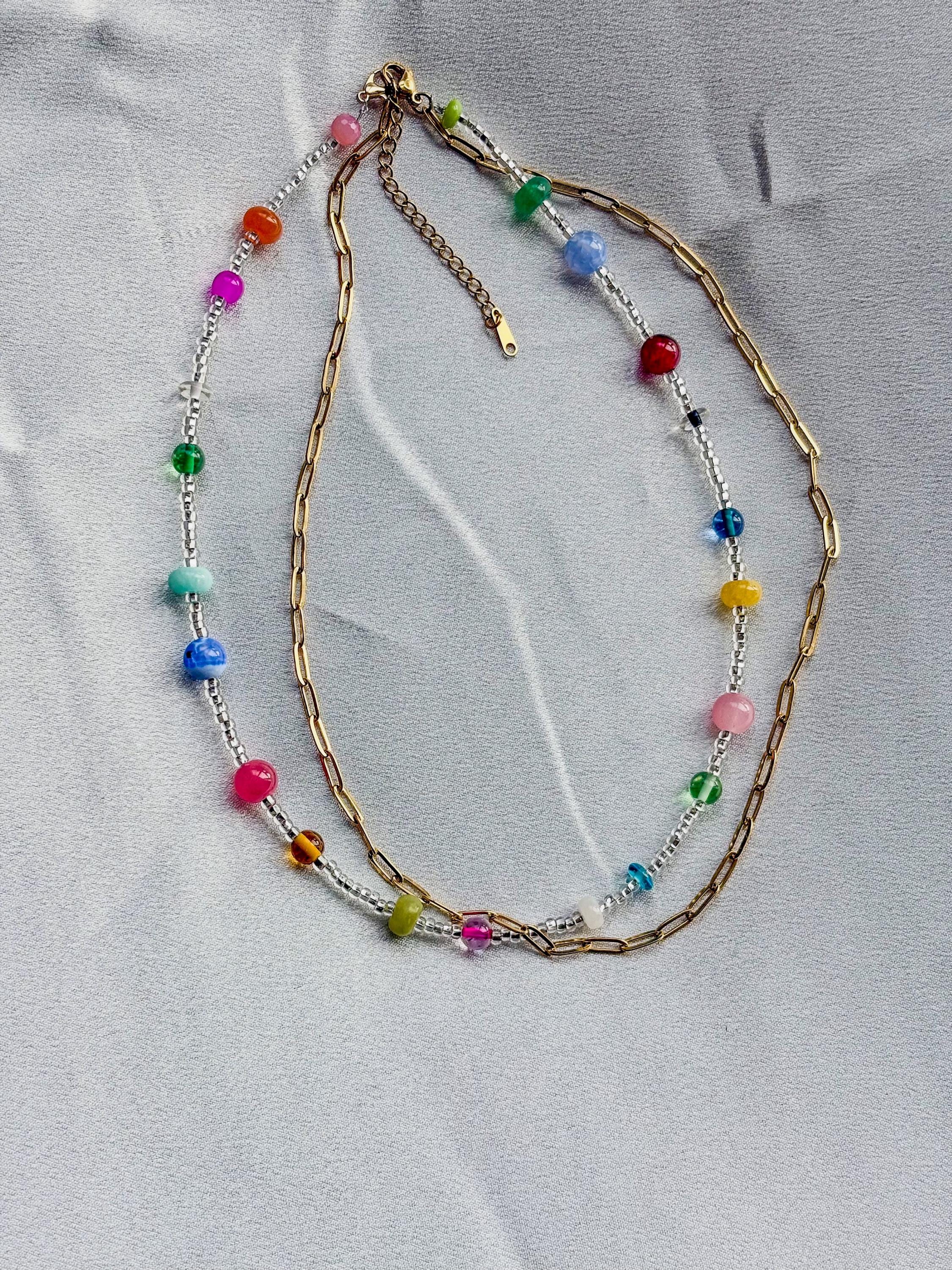 Aisha | 18k Gold Plated Chain & Beaded Necklace