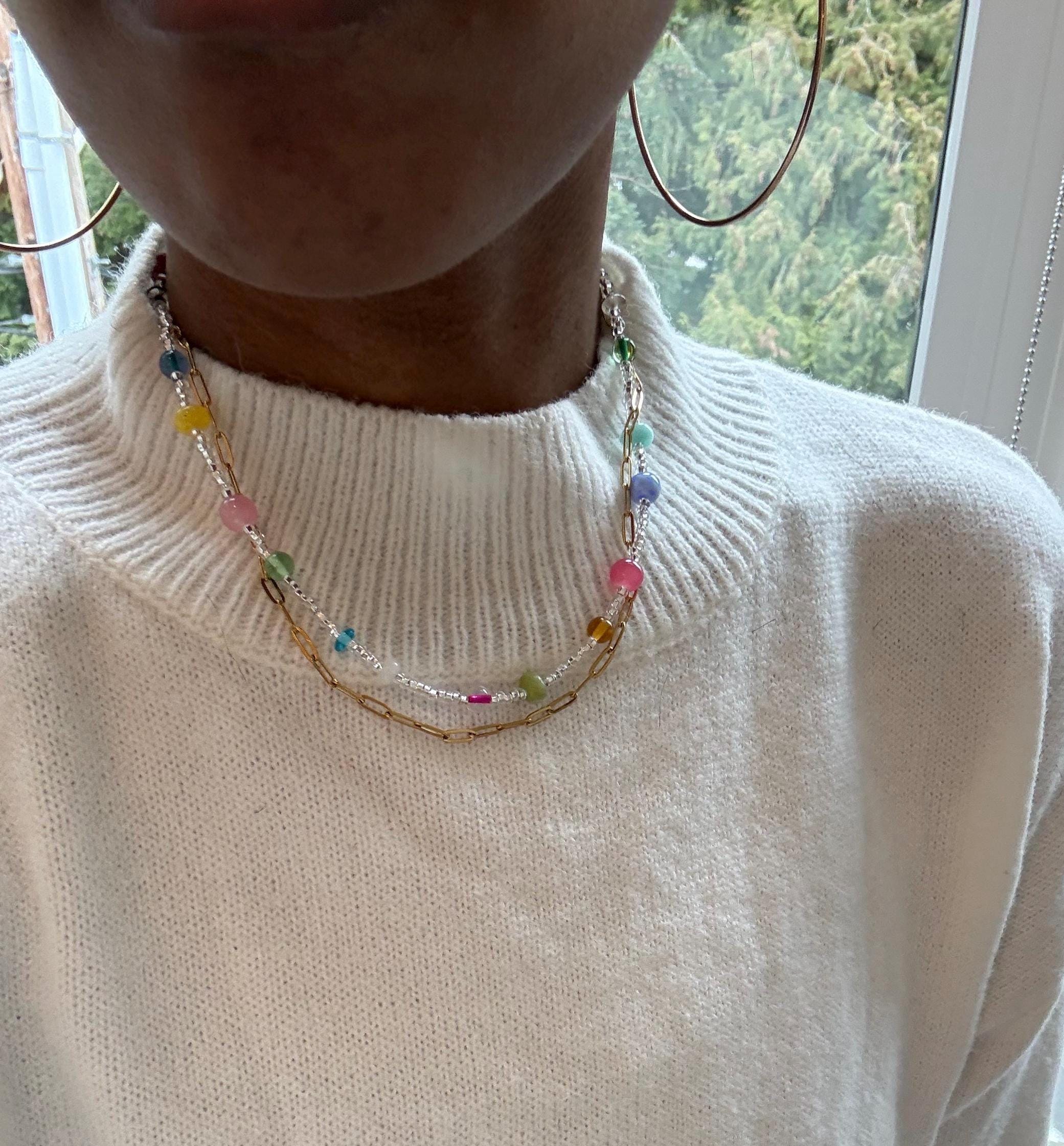 Aisha | 18k Gold Plated Chain & Beaded Necklace