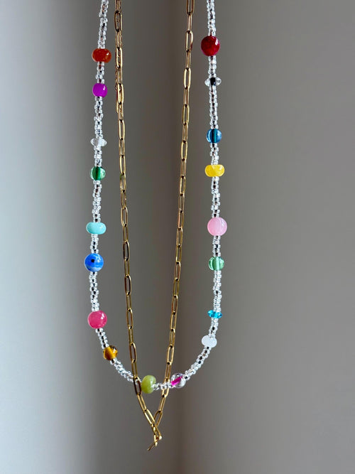 Aisha | 18k Gold Plated Chain & Beaded Necklace