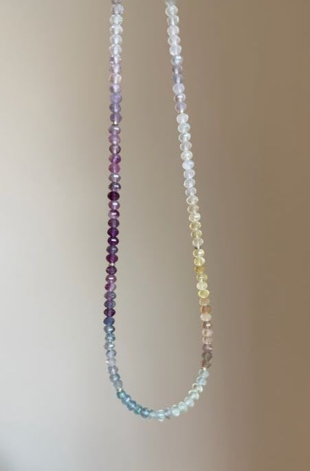 Sugar Plum Fluorite Necklace | Fluorite Gemstone Beads | Sterling Silver | 17"